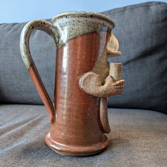 Robert Eakin Studio Pottery Face Stein | Construction Worker | Handcrafted - Picture 4 of 10